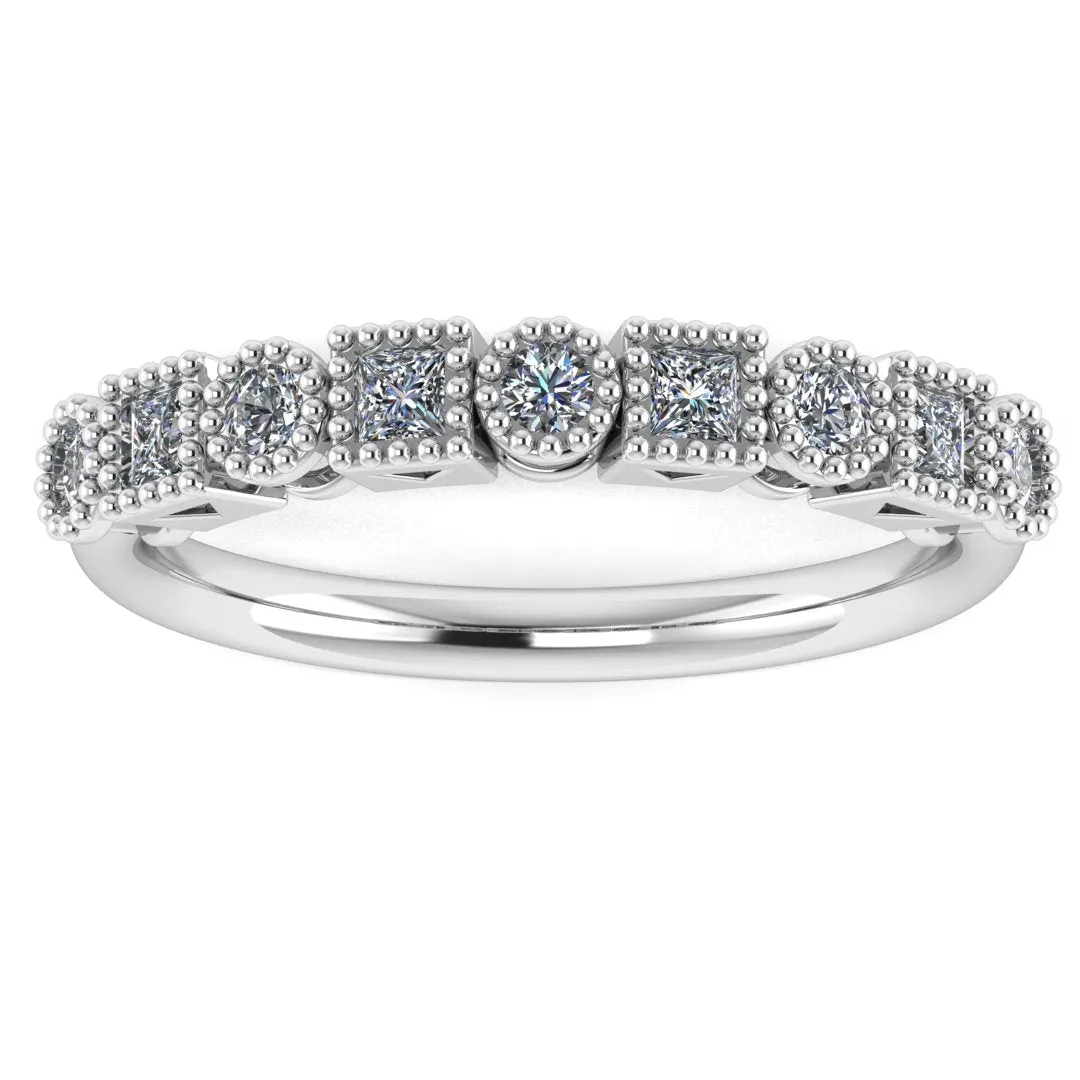 "Navi" Square and Round Circle Pattern 0.35ct Diamond Half Eternity Ring ET78