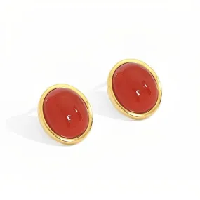 Red Agate Stud Earrings