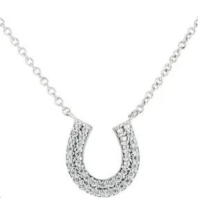 Rhodium & CZ Horseshoe Necklace