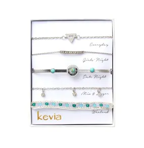 Silver & Turquoise Bracelet Set