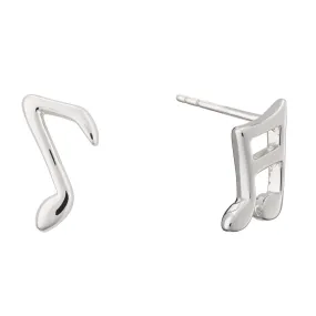 Silver Music Note Stud Earrings