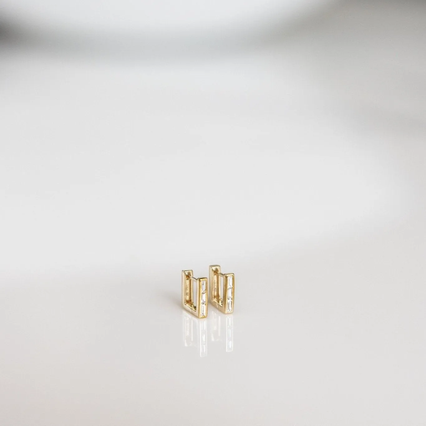 Skinny Square Diamond Huggie Earrings