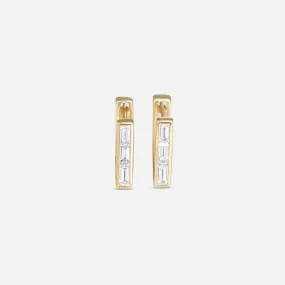 Skinny Square Diamond Huggie Earrings