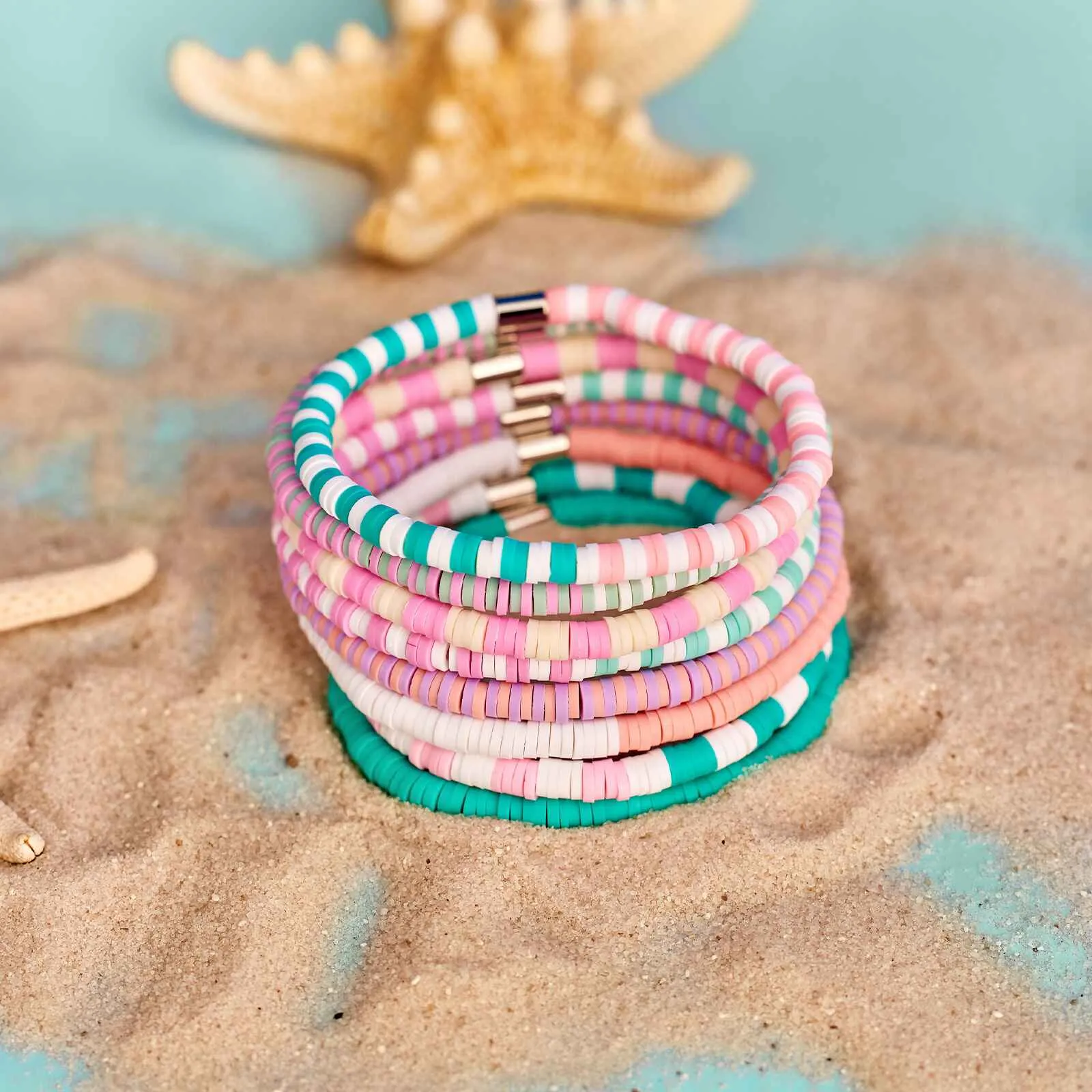 Spring Break Stretch Bracelet Set of 8