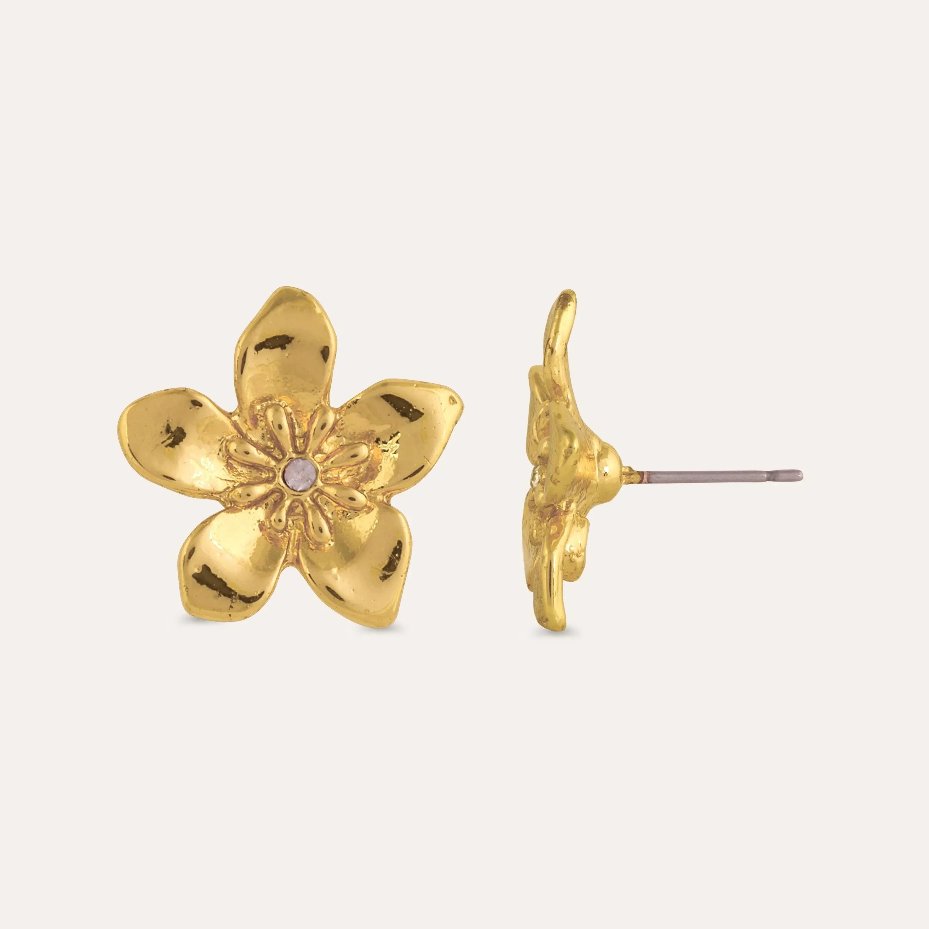 TFC Periwinkle Flower Golden Plated Stud Earrings