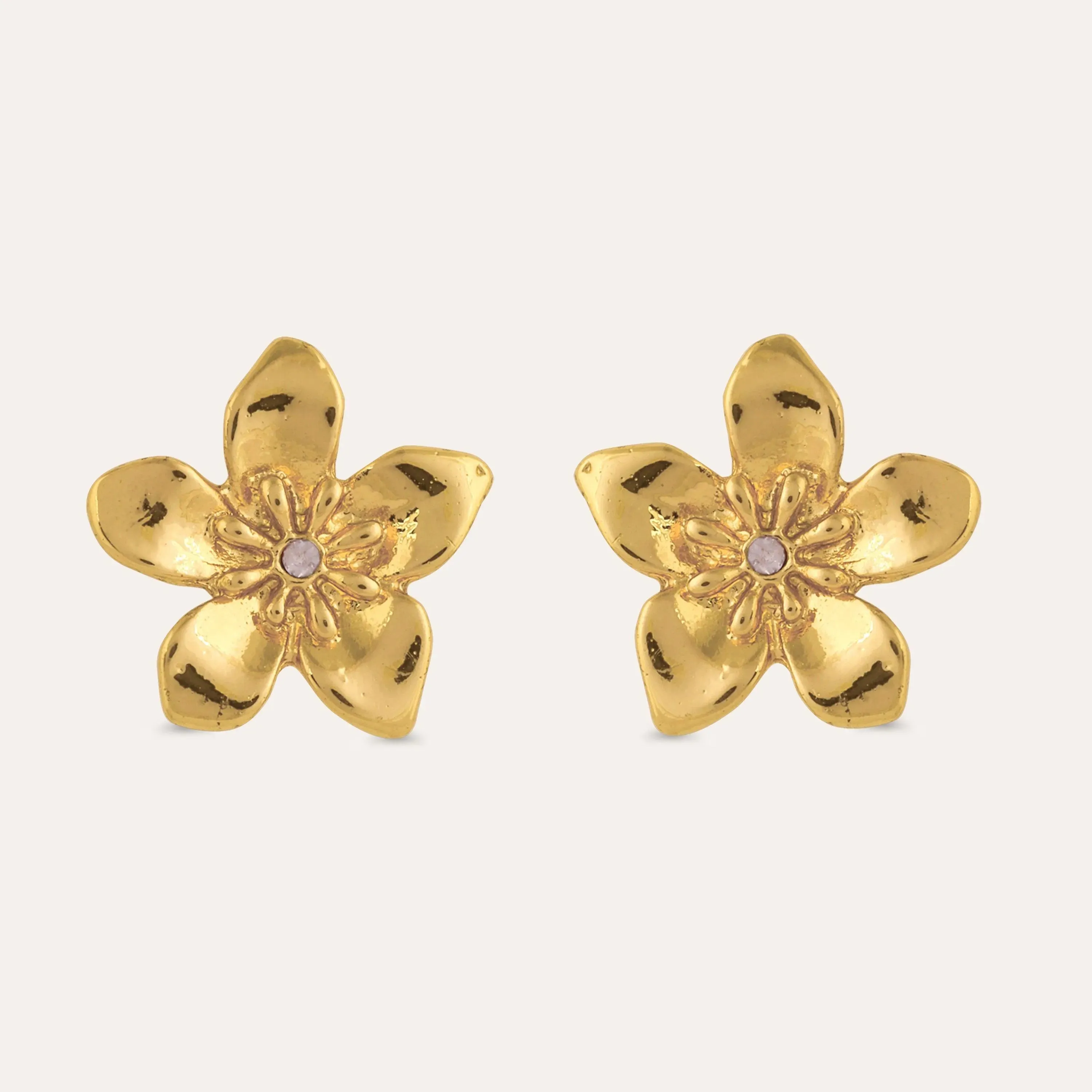 TFC Periwinkle Flower Golden Plated Stud Earrings