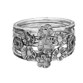 Tiny Flower Sterling Silver Stacking Rings