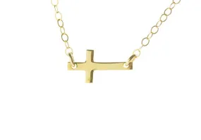 Tiny Gold Sideways Cross Necklace