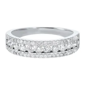 Triple Row Diamond Band in White Gold- 1.00 twt.