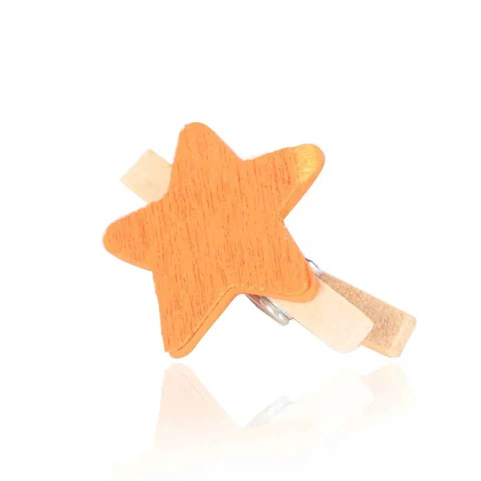 Wooden Photo Paper Clip - Stars - Set of 10