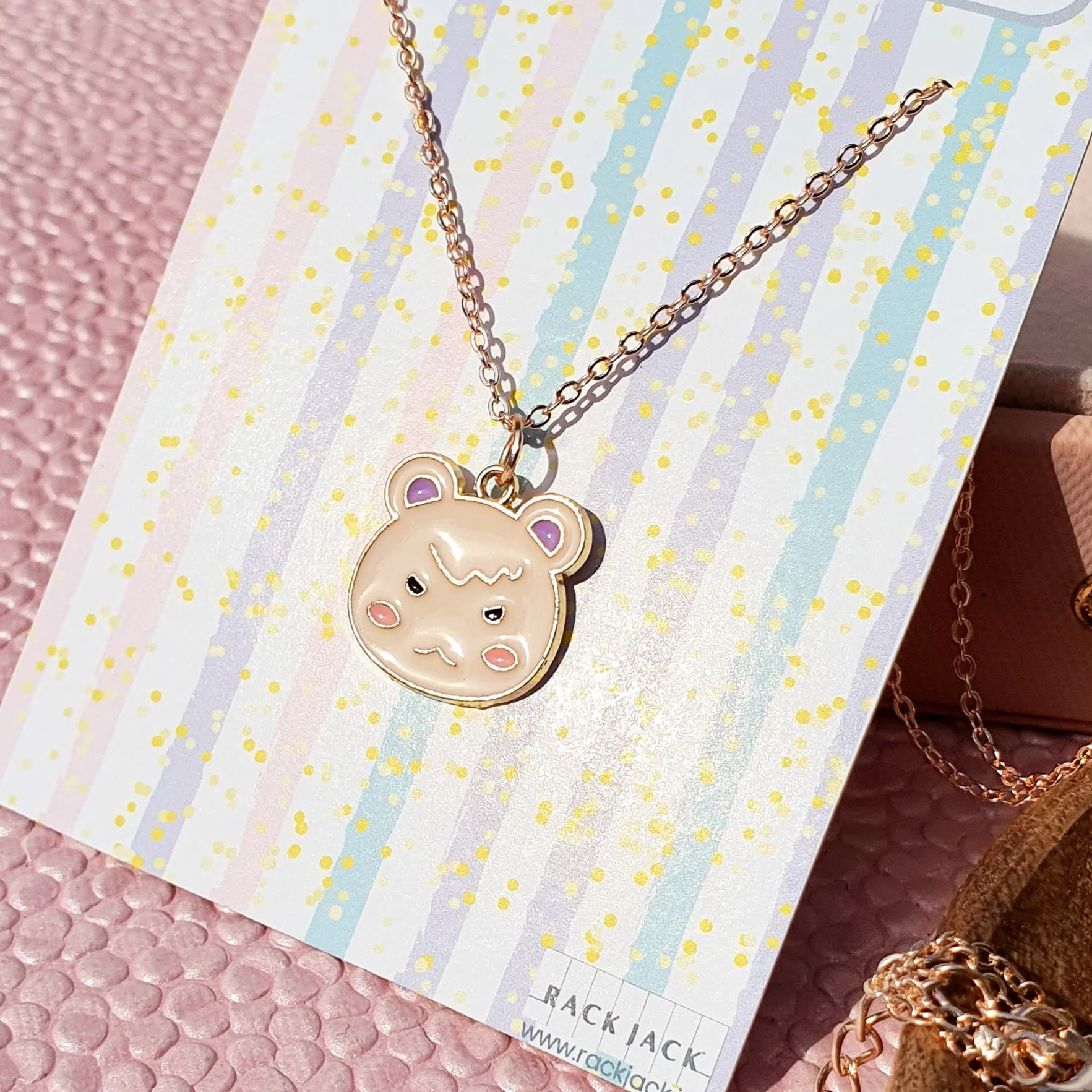 Y2K Charm Pendant RoseGold Necklace - Piglet