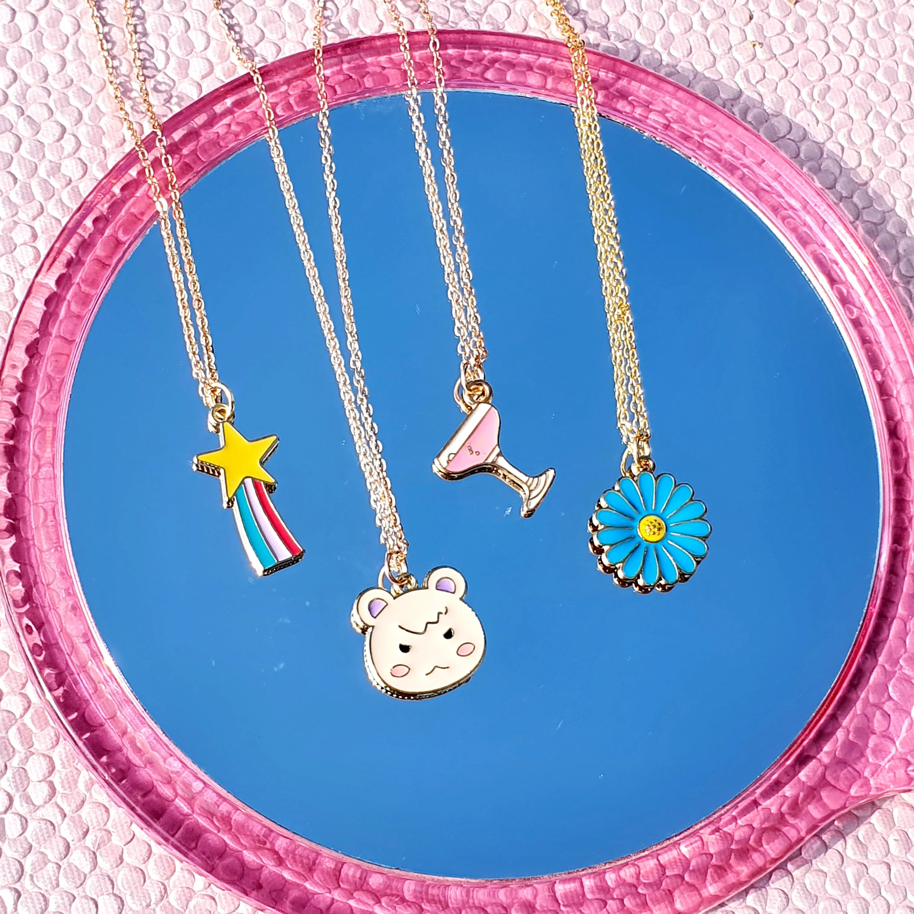 Y2K Charm Pendant RoseGold Necklace - Piglet