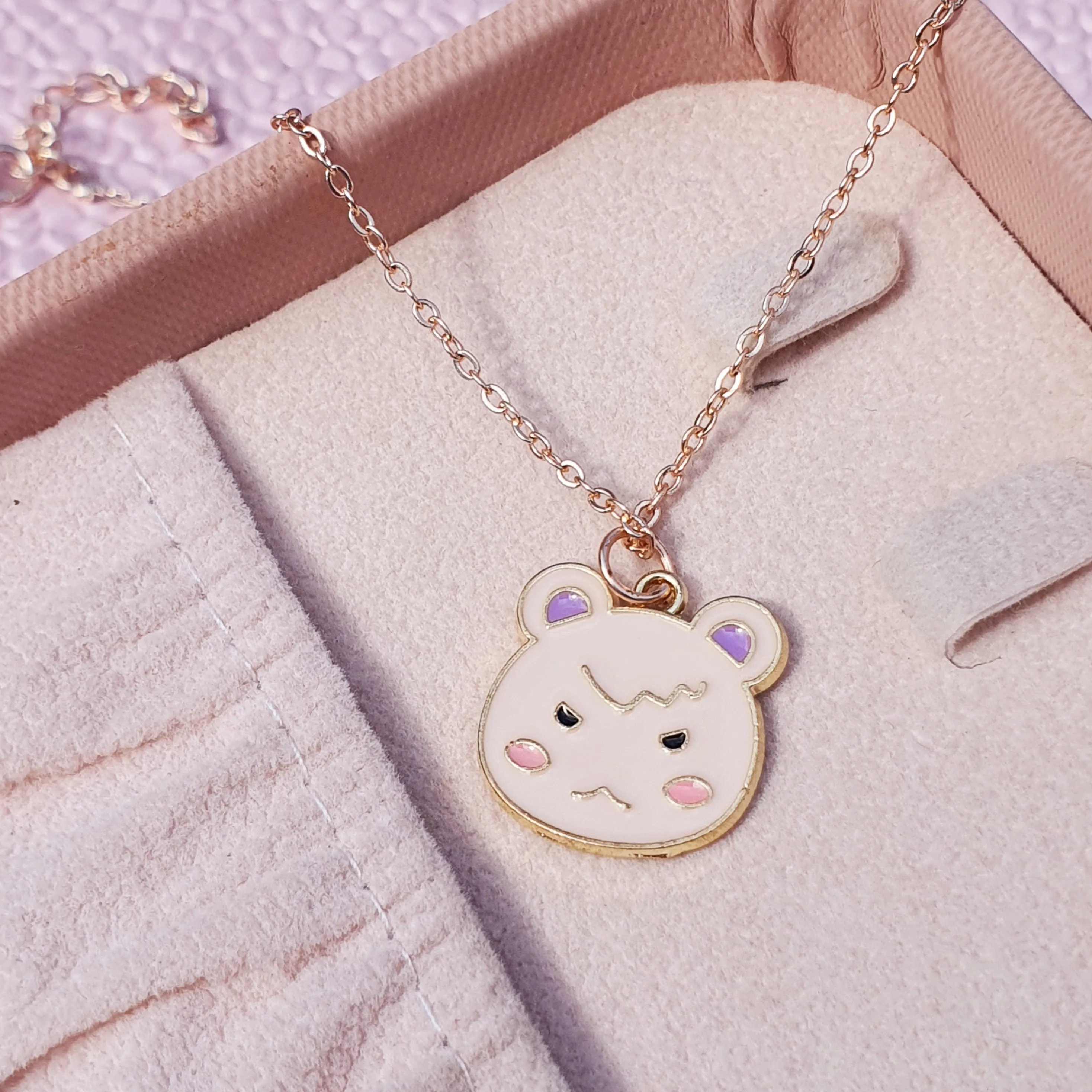 Y2K Charm Pendant RoseGold Necklace - Piglet